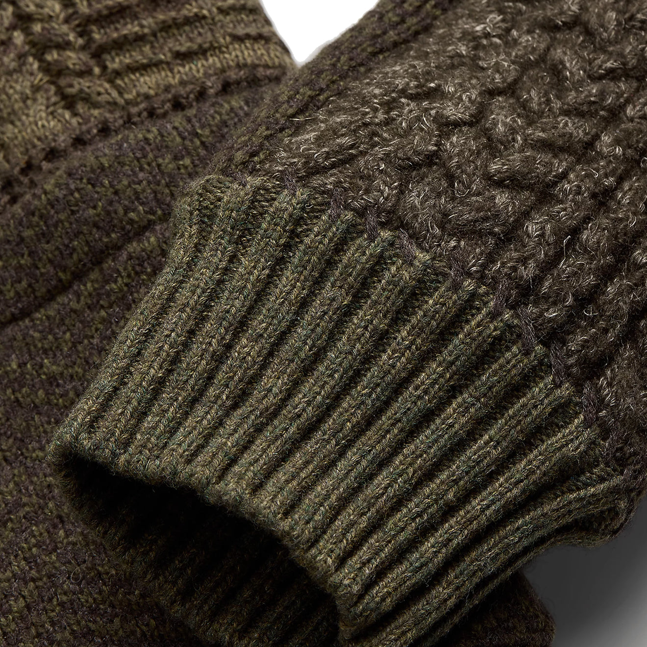 RRL by Ralph Lauren Patchwork Wool-Blend Shawl Cardigan Olive Multi - The Sporting Lodge