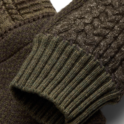RRL by Ralph Lauren Patchwork Wool-Blend Shawl Cardigan Olive Multi - The Sporting Lodge