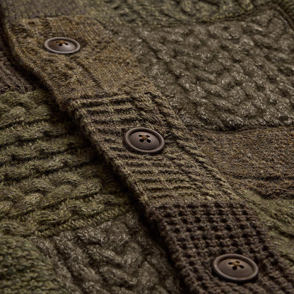 RRL by Ralph Lauren Patchwork Wool-Blend Shawl Cardigan Olive Multi - The Sporting Lodge