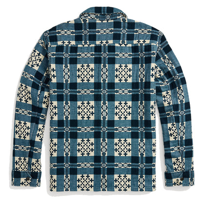 RRL by Ralph Lauren Patterned Jacquard Overshirt Cream/Navy | The 