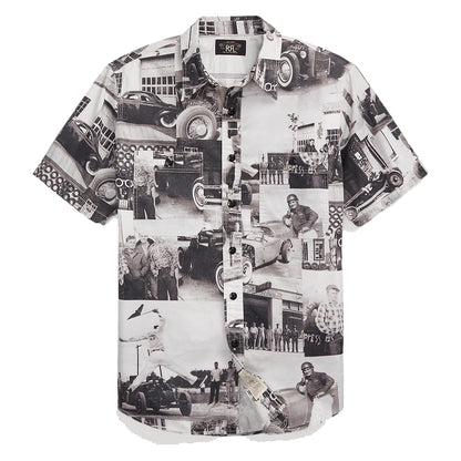 RRL by Ralph Lauren Photo-Print Twill Workshirt Black/White - The Sporting Lodge