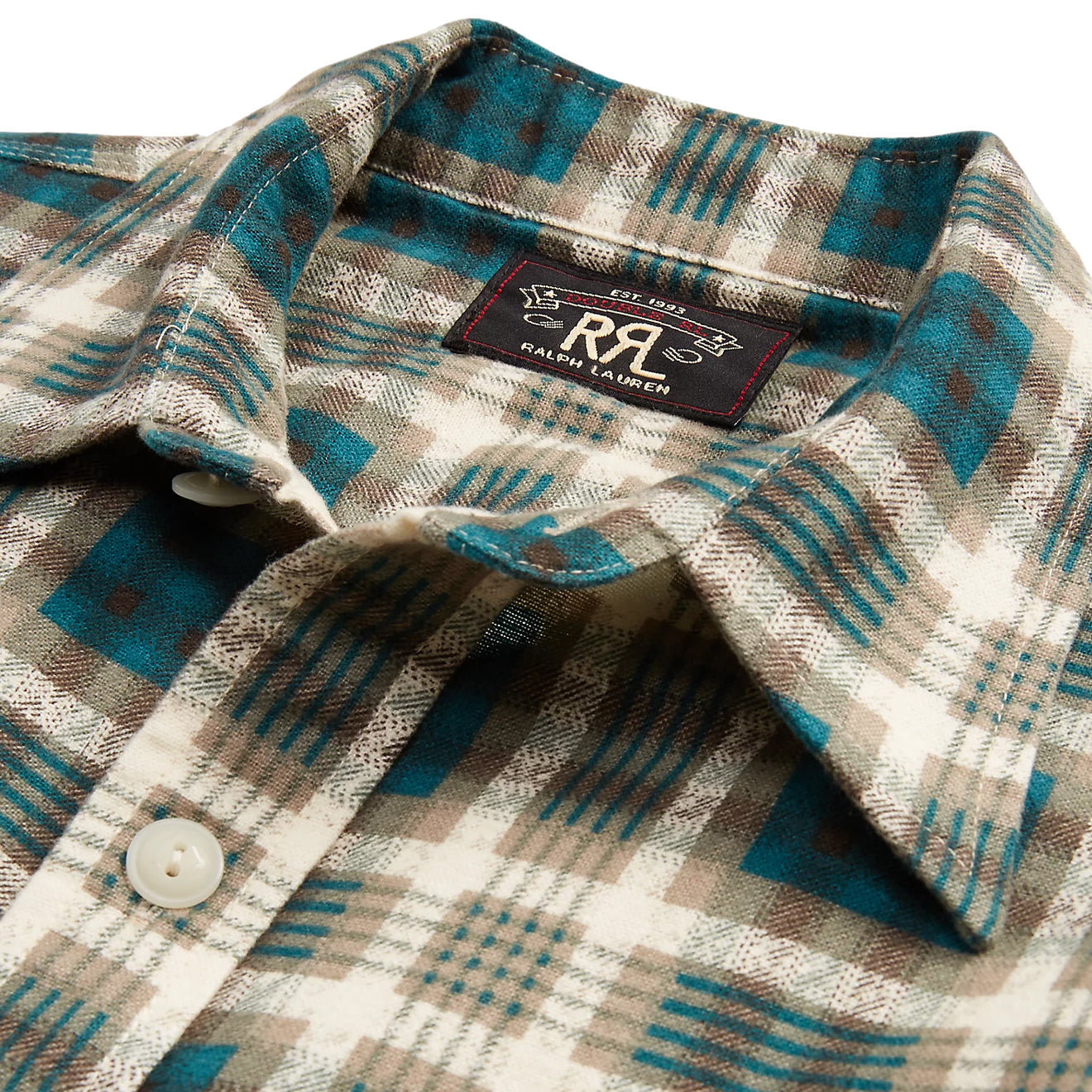 RRL by Ralph Lauren Plaid-Print Chamois Workshirt Green Multi - The Sporting Lodge
