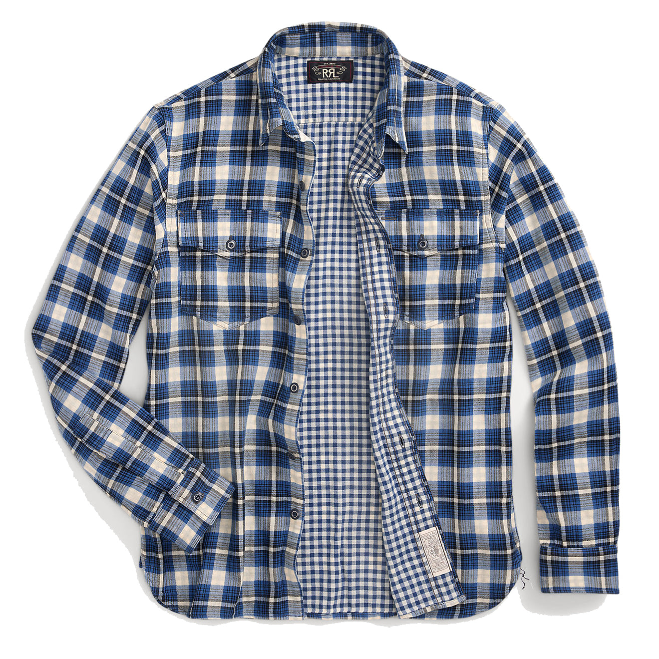 20-60代 人気ファッションブランド Double-Faced Plaid Lauren Ralph by RRL Workshirt Multi Blue トップス