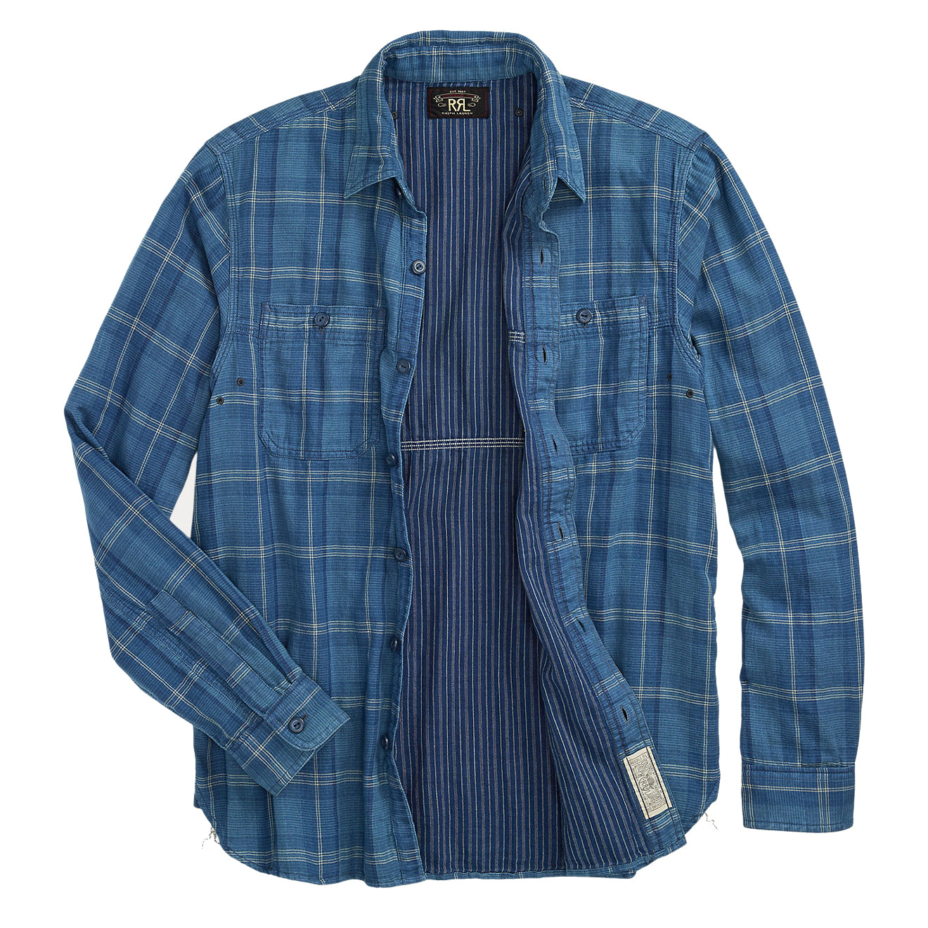 RRL by Ralph Lauren Plaid Double-Faced Workshirt Indigo Plaid - The Sporting Lodge