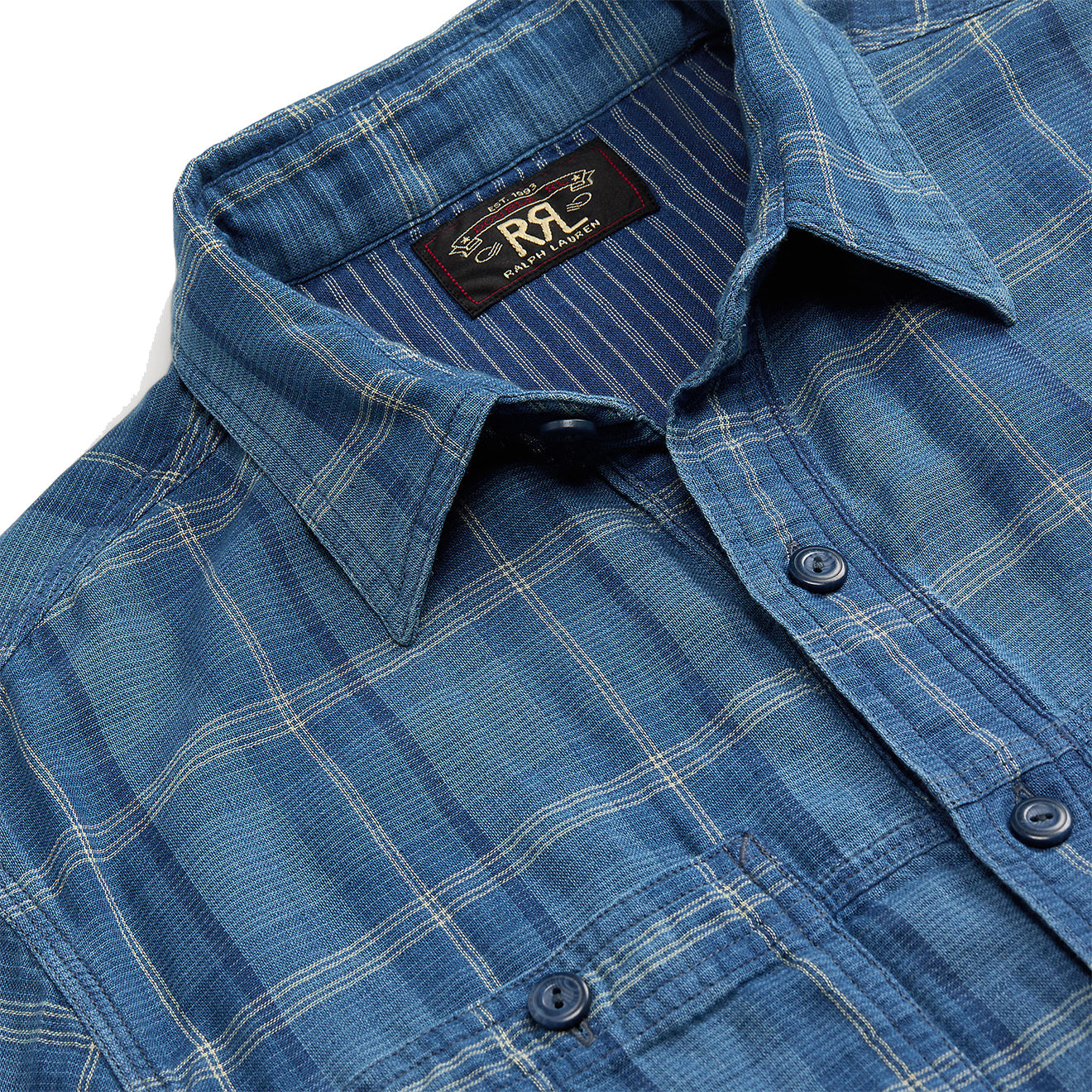 RRL by Ralph Lauren Plaid Double-Faced Workshirt Indigo Plaid - The Sporting Lodge