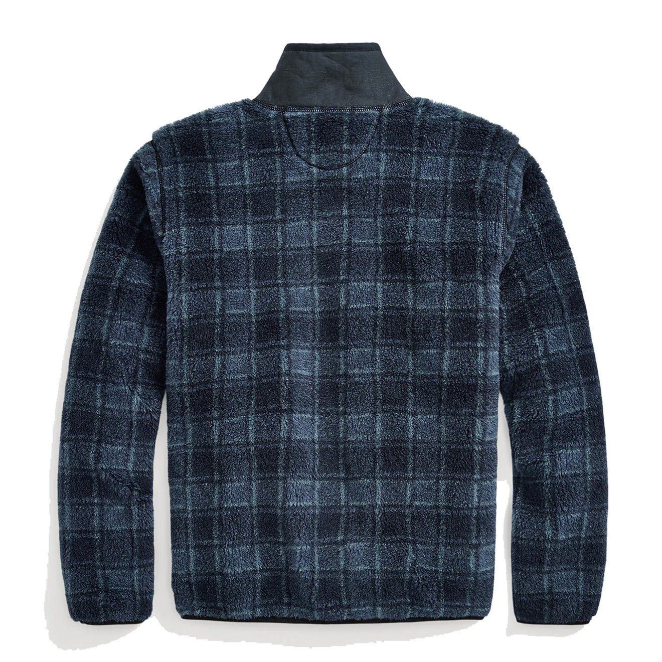 RRL by Ralph Lauren Plaid Wool-Blend Pile Fleece Jacket Navy Plaid