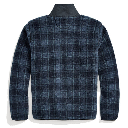 RRL by Ralph Lauren Plaid Wool-Blend Pile Fleece Jacket Navy Plaid - The Sporting Lodge