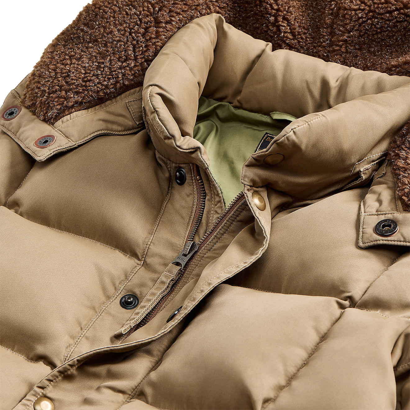 RRL by Ralph Lauren Quilted Hooded Jacket Vintage Khaki - The Sporting Lodge