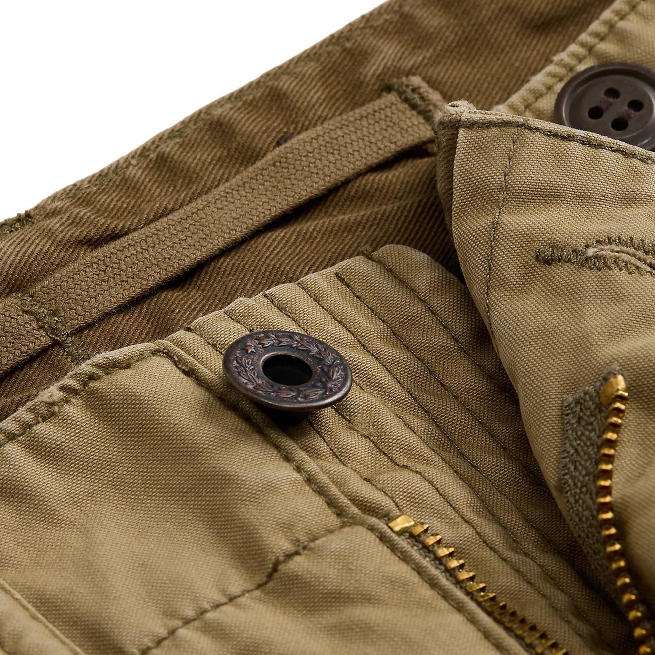 RRL by Ralph Lauren Regiment Poplin Cargo Trouser Dark Khaki - The Sporting Lodge