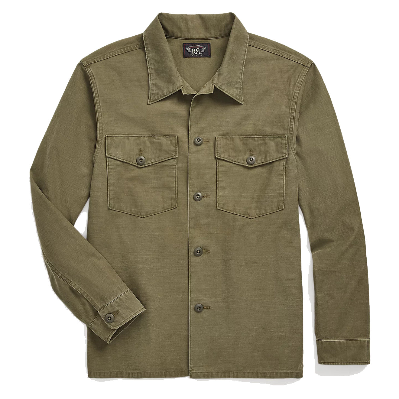 RRL by Ralph Lauren Reverse-Sateen Overshirt Olive - The Sporting Lodge