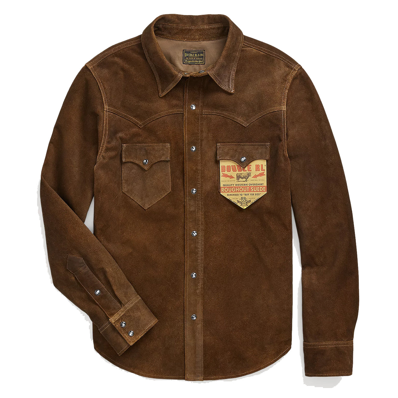 RRL by Ralph Lauren Roughout Suede Western Overshirt Brown - The Sporting Lodge