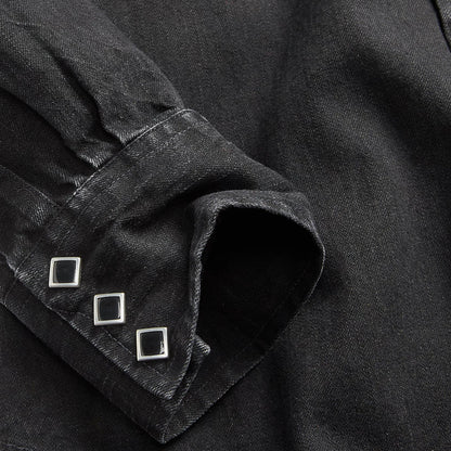 RRL by Ralph Lauren Slim Fit Denim Western Shirt Black - The Sporting Lodge