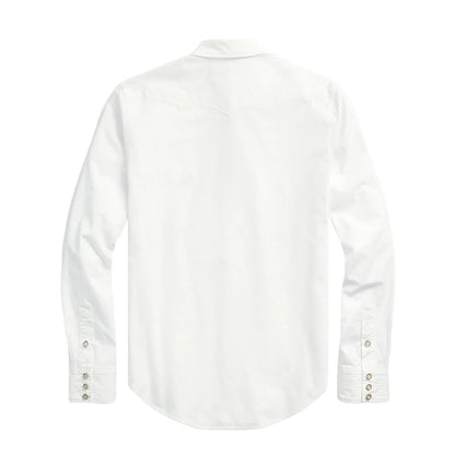 RRL by Ralph Lauren Slim Fit Poplin Western Shirt White - The Sporting Lodge
