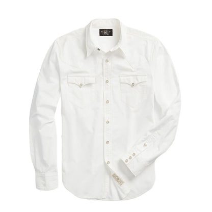 RRL by Ralph Lauren Slim Fit Poplin Western Shirt White - The Sporting Lodge