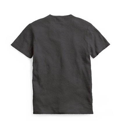 RRL by Ralph Lauren Waffle-Knit Short-Sleeve Henley Shirt Faded Black Canvas - The Sporting Lodge