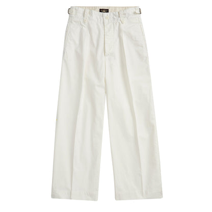 RRL by Ralph Lauren Womens Cropped Poplin Wide-Leg Trouser White - The Sporting Lodge