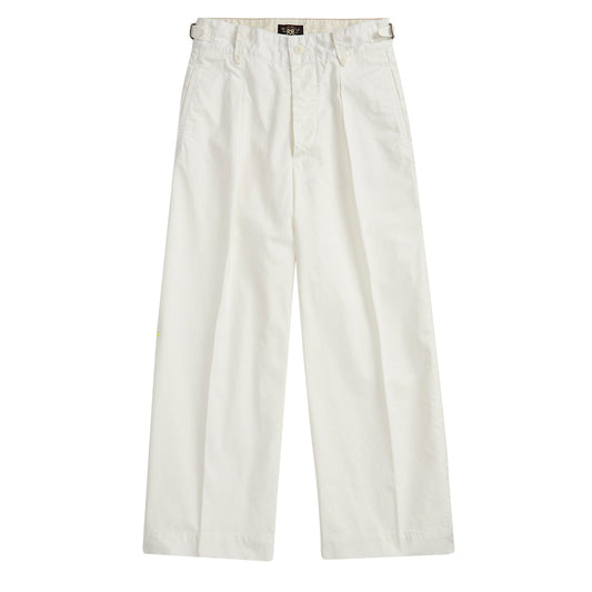 RRL by Ralph Lauren Womens Cropped Poplin Wide-Leg Trouser White - The Sporting Lodge