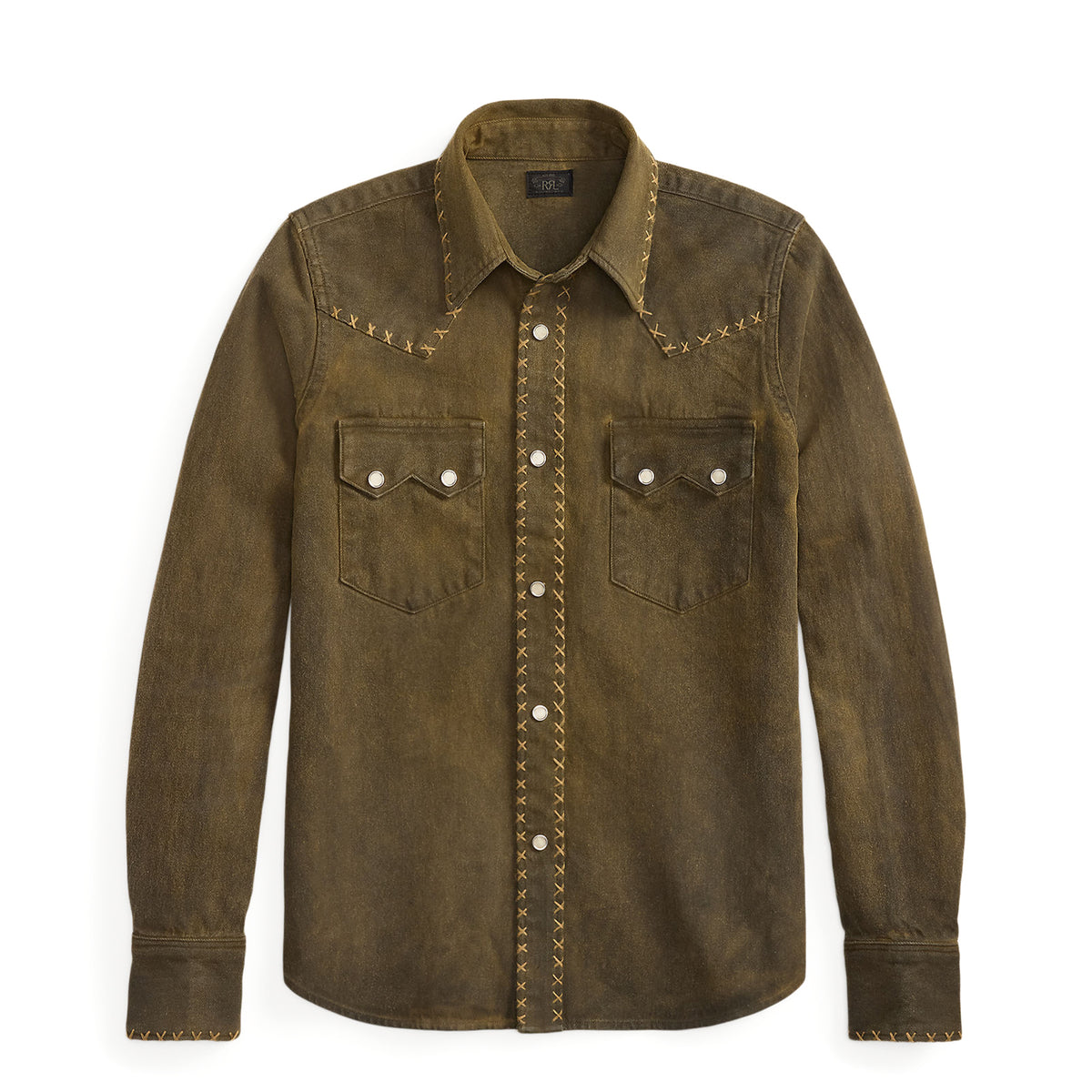 RRL by Ralph Lauren Womens Denim Western Shirt Washed Brown