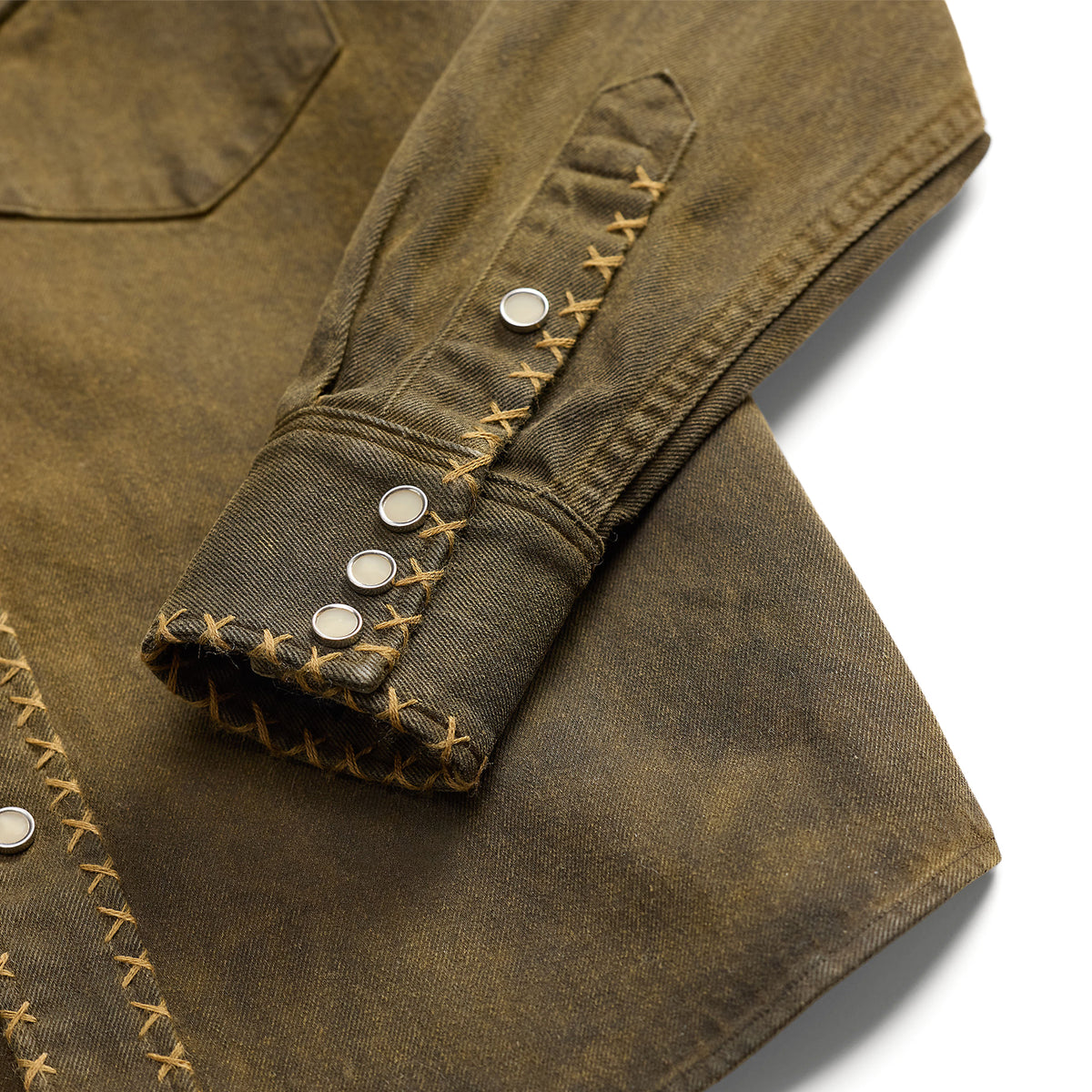 RRL by Ralph Lauren Womens Denim Western Shirt Washed Brown
