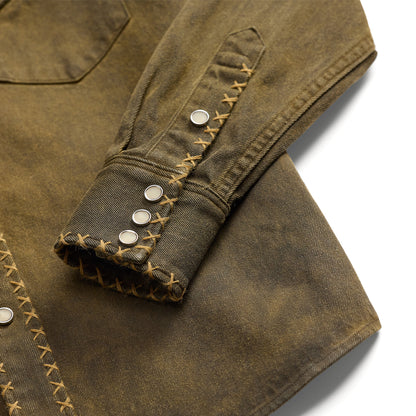 RRL by Ralph Lauren Womens Denim Western Shirt Washed Brown