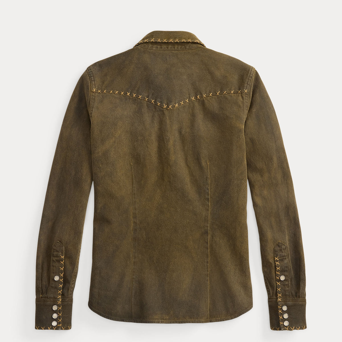 RRL by Ralph Lauren Womens Denim Western Shirt Washed Brown