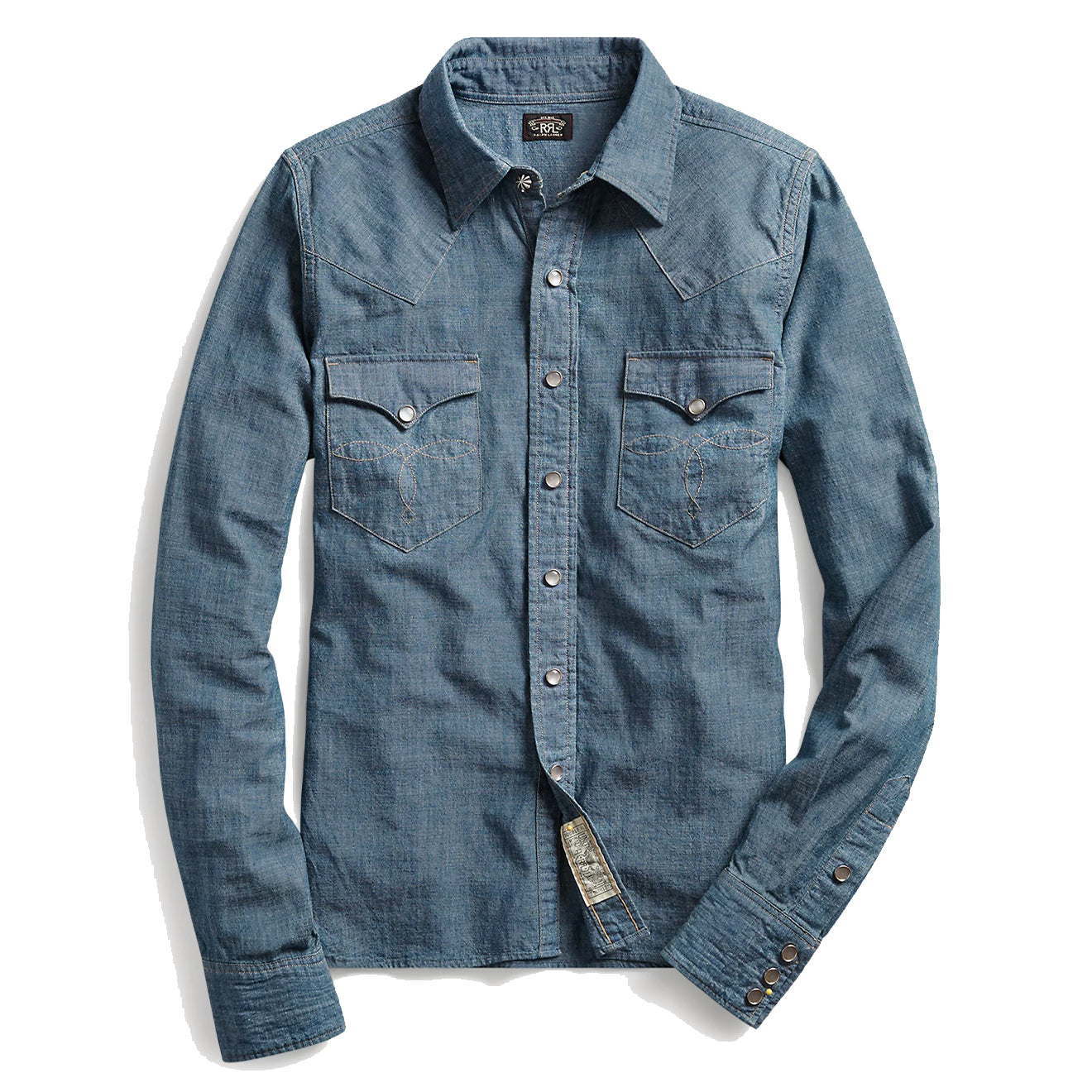RRL by Ralph Lauren Womens Indigo Chambray Western Shirt Rinse - The Sporting Lodge