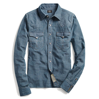 RRL by Ralph Lauren Womens Indigo Chambray Western Shirt Rinse - The Sporting Lodge