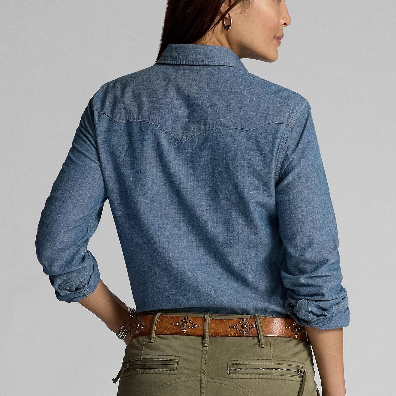 RRL by Ralph Lauren Womens Indigo Chambray Western Shirt Rinse - The Sporting Lodge