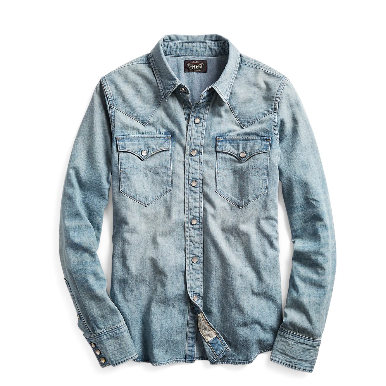 RRL by Ralph Lauren Womens Indigo Denim Western Shirt Medium Wash