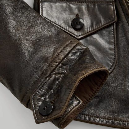 RRL by Ralph Lauren Womens Leather Moto Jacket Dark Sepia - The Sporting Lodge