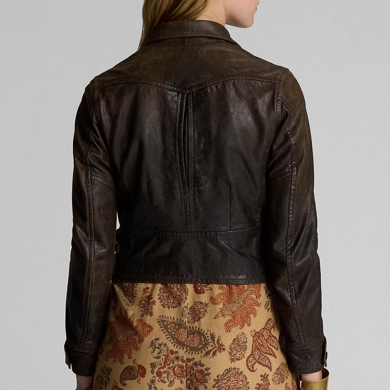 RRL by Ralph Lauren Womens Leather Moto Jacket Dark Sepia - The Sporting Lodge