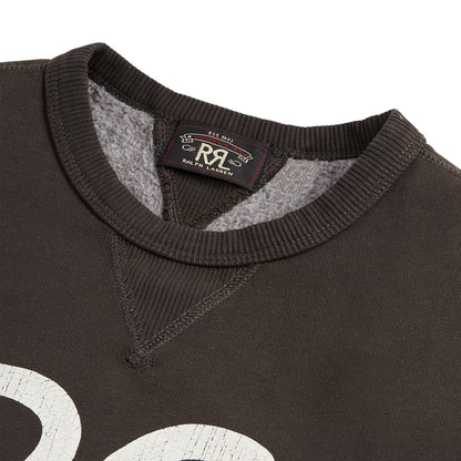 RRL by Ralph Lauren Womens Logo Cotton-Blend Fleece Sweatshirt Faded Black / White - The Sporting Lodge