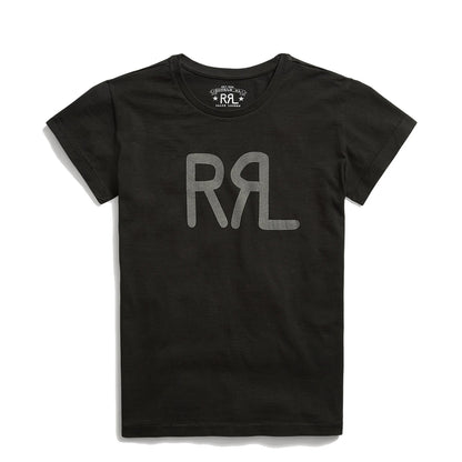 RRL by Ralph Lauren Womens Logo Cotton Jersey Tee Faded Black Canvas - The Sporting Lodge
