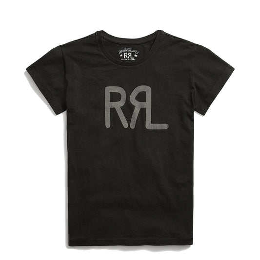 RRL by Ralph Lauren Womens Logo Cotton Jersey Tee Faded Black Canvas