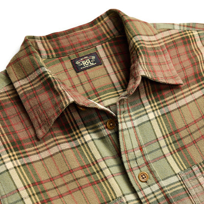 RRL by Ralph Lauren Womens Plaid Cotton Twill Shirtdress Green/Sage/Multi