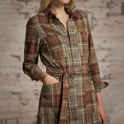 RRL by Ralph Lauren Womens Plaid Cotton Twill Shirtdress Green/Sage/Multi