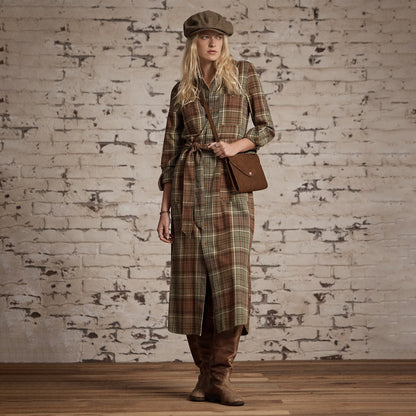 RRL by Ralph Lauren Womens Plaid Cotton Twill Shirtdress Green/Sage/Multi