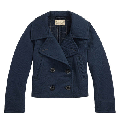 RRL by Ralph Lauren Womens Quilted Jersey Cropped Peacoat Worth Navy