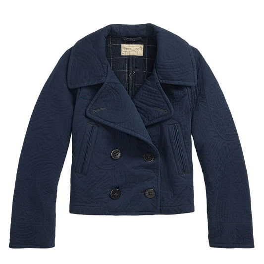 RRL by Ralph Lauren Womens Quilted Jersey Cropped Peacoat Worth Navy