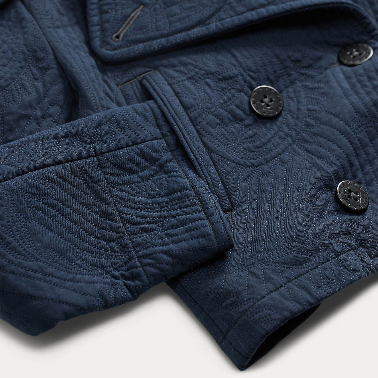 RRL by Ralph Lauren Womens Quilted Jersey Cropped Peacoat Worth Navy