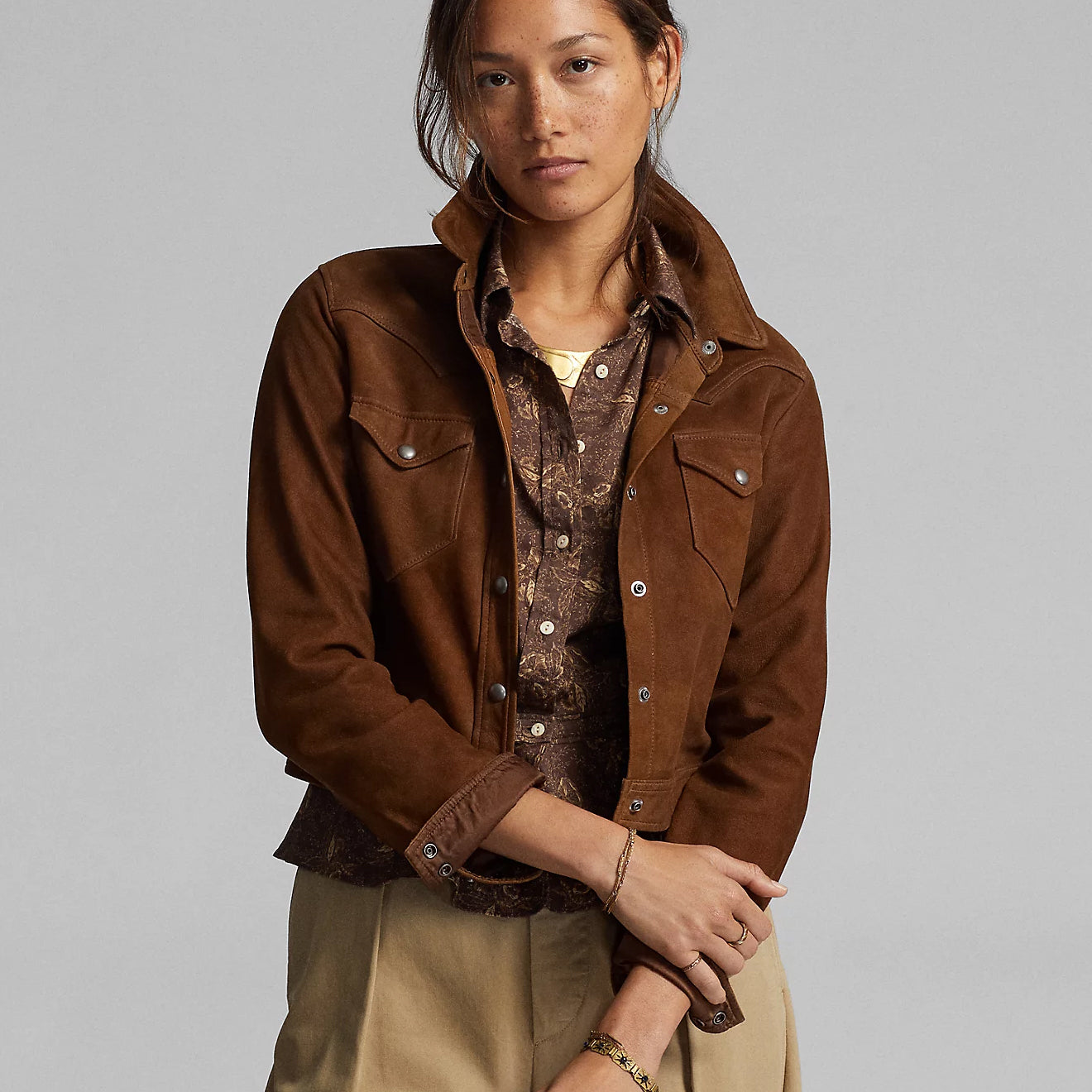 RRL by Ralph Lauren Womens Sheepskin Jacket Medium Brown - The Sporting Lodge