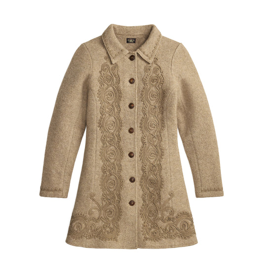 RRL by Ralph Lauren Womens Soutache-Trim Wool-Cotton Fleece Jacket Vintage Tan