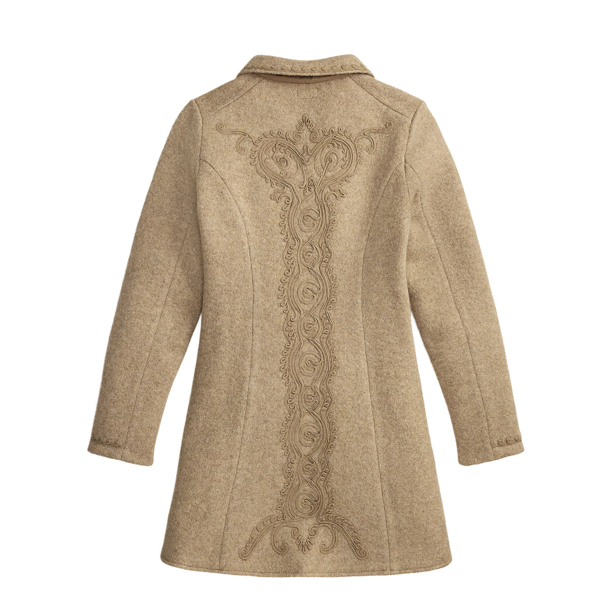 RRL by Ralph Lauren Womens Soutache-Trim Wool-Cotton Fleece Jacket Vintage Tan