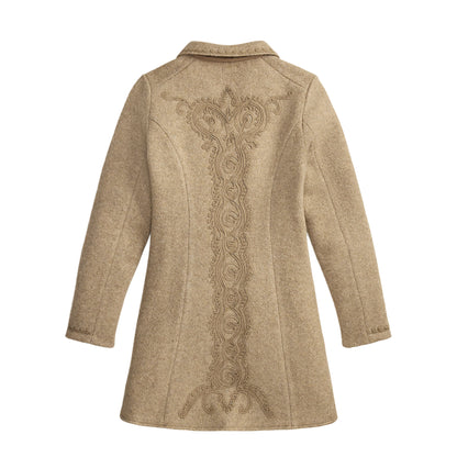RRL by Ralph Lauren Womens Soutache-Trim Wool-Cotton Fleece Jacket Vintage Tan