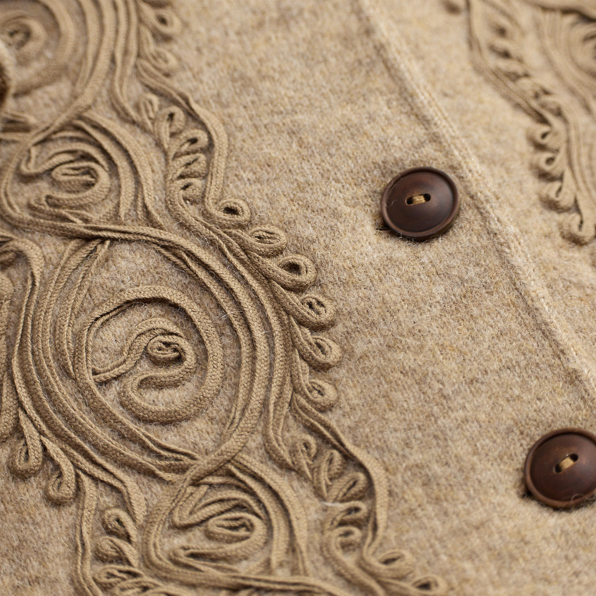 RRL by Ralph Lauren Womens Soutache-Trim Wool-Cotton Fleece Jacket Vintage Tan