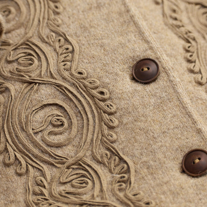 RRL by Ralph Lauren Womens Soutache-Trim Wool-Cotton Fleece Jacket Vintage Tan