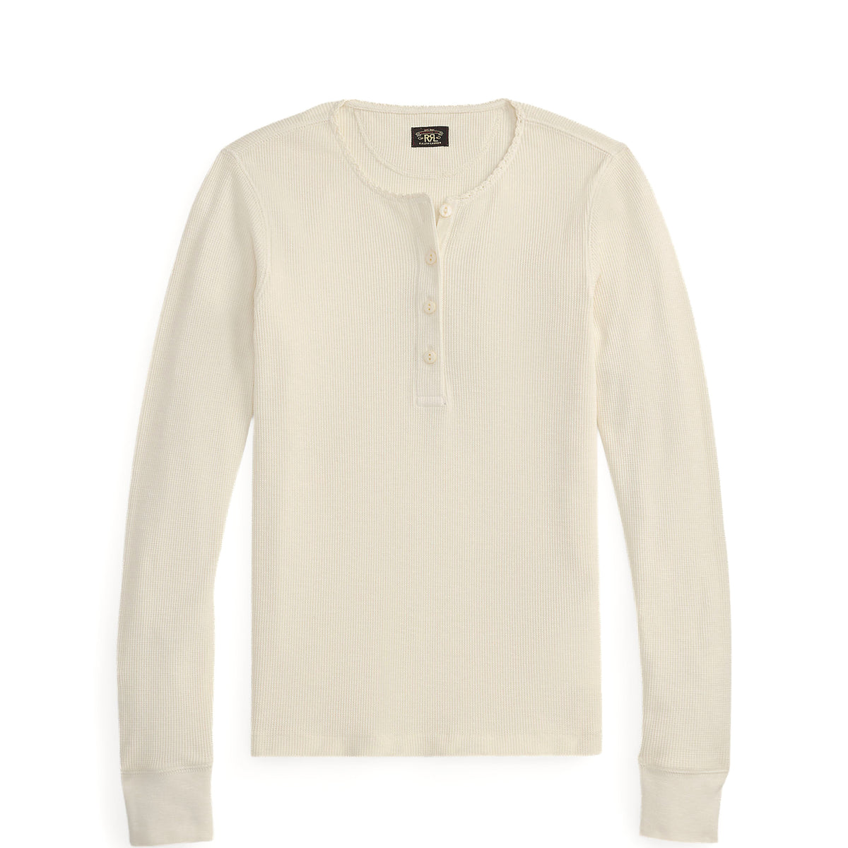 RRL by Ralph Lauren Womens Stretch Waffle-Knit Henley Shirt Antique Cream