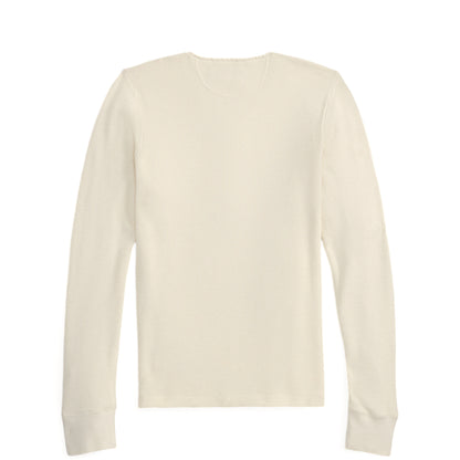 RRL by Ralph Lauren Womens Stretch Waffle-Knit Henley Shirt Antique Cream