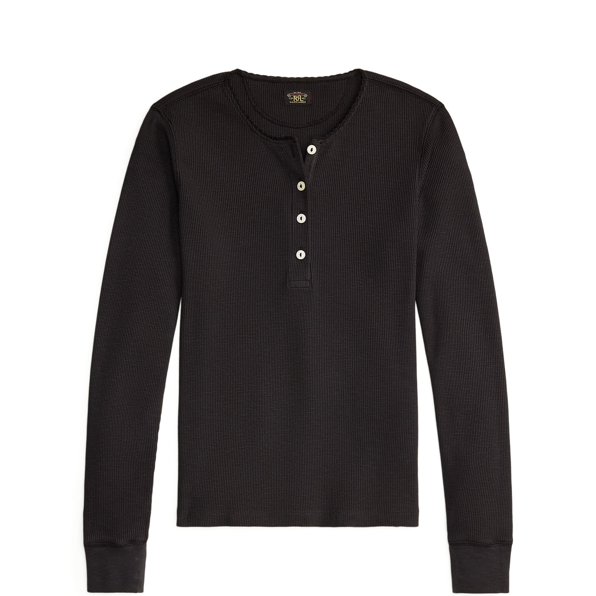 RRL by Ralph Lauren Womens Stretch Waffle-Knit Henley Shirt Sparrow Brown