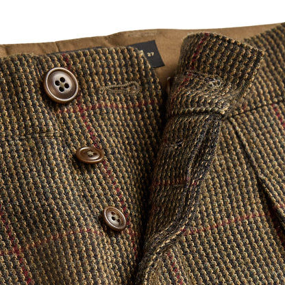 RRL by Ralph Lauren Womens Windowpane Tweed Trousers Green/Brown/Multi